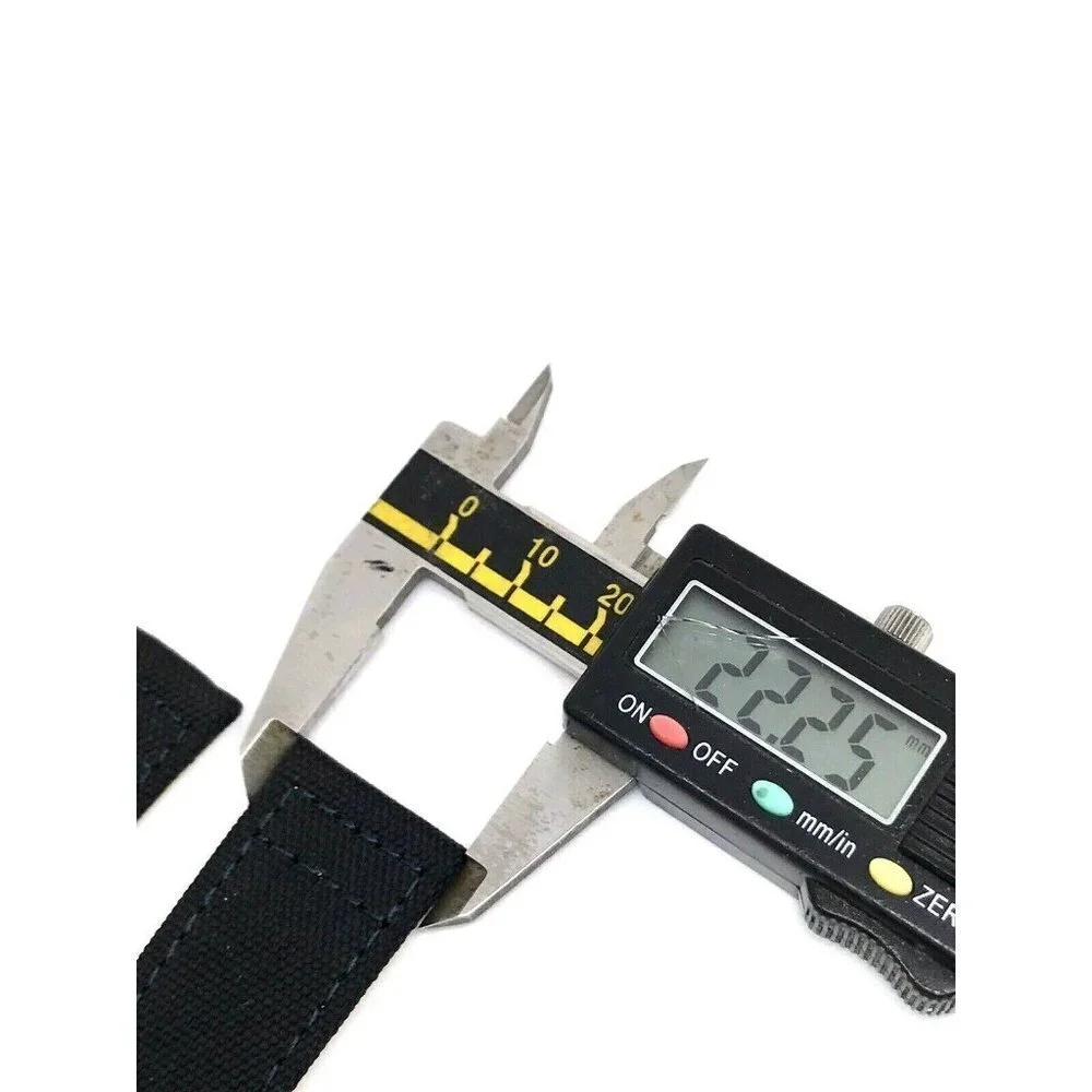 Men's Watch Band Replacement Black Leather Canvas Strap 22mm Lug 7.5''